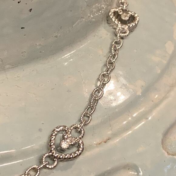 Judith Ripka Necklace Sterling Silver and CZ Heart Station Necklace 16 Inches - Picture 4 of 8